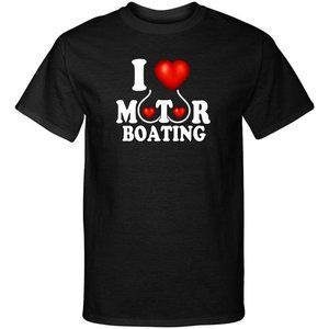 I Love Motor Boating I Heart Boobs Funny Adult Humor Graphic Tee Shirt